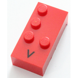 Brick, Braille 2 x 4 with 4 Studs with Black Capital Letter V Pattern (dots-1236 ⠧)