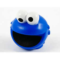 Minifigure, Head, Modified Sesame Street Cookie Monster with White Eyes and Black Mouth Pattern