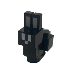 Minecraft Bunny / Rabbit, Black with White Eyes - Brick Built