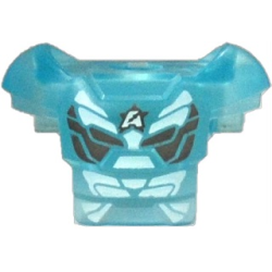 Minifigure Armor Space with Shoulder Protection and 2 Clips with Dark Gray and White Armor Plates and Ultra Agents Logo Pattern