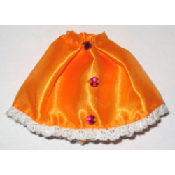 Belville, Clothes Skirt Long, Satin with 3 Red Jewels and White Lace Trim