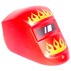Minifigure, Visor Welding with Flames Orange and Yellow Pattern
