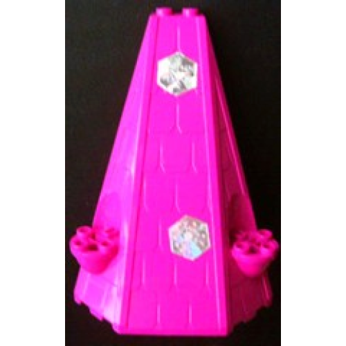 Деталь LEGO 33215pb03 Tower Roof 6 x 8 x 9 with Snowflakes Pattern on Front (Stickers) - Set 7581