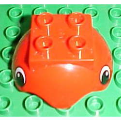 Duplo Ball Tube Cover with Hinge, 2 x 2 Studs, and Wavy Edge with Eyes Pattern - Red