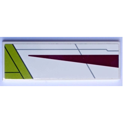 Tile 2 x 6 with Dark Red and Lime Triangles, Light Bluish Gray Lines, Starfighter Pattern Model Right Side (Sticker) - Set 75333