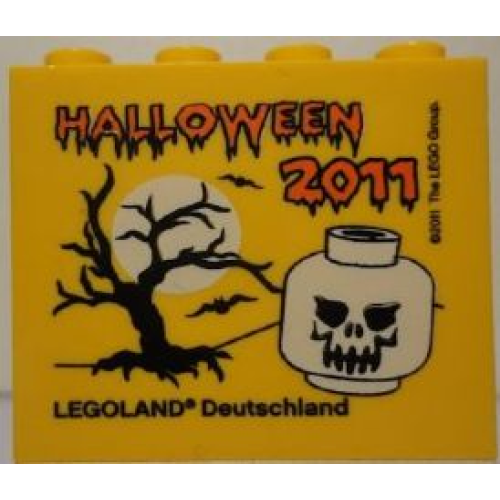 Деталь LEGO 30144pb111 Brick 2 x 4 x 3 with Legoland Deutschland Halloween 2011 and Skull Pattern