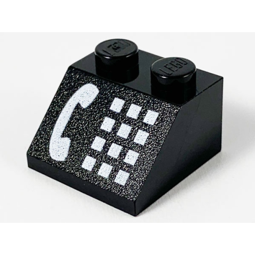 Деталь LEGO 3039p12 Slope 45 2 x 2 with White Phone Receiver and Buttons Pattern - Black