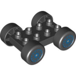 Duplo Car Base 2 x 4 with Black Tires and Blue Spokes Wheels Pattern (88760 / 88762c01pb11) Duplo Car Base 2 x 4 with Black Tires and Blue Spokes Wheels Pattern (88760 / 88762c01pb11)