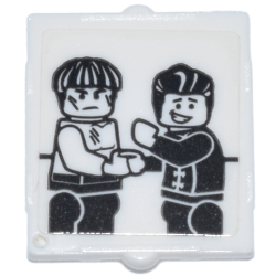 Glass for Window 1 x 2 x 2 Flat Front with Minifigures Shaking Hands Pattern (Sticker) - Set 70657 Glass for Window 1 x 2 x 2 Flat Front with Minifigures Shaking Hands Pattern (Sticker) - Set 70657