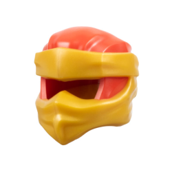 Minifigure, Headgear Ninjago Wrap Type 9 with Molded Pearl Gold Wraps and Knot Pattern - Red Minifigure, Headgear Ninjago Wrap Type 9 with Molded Pearl Gold Wraps and Knot Pattern - Red