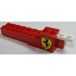 Stickered Assembly 11 x 2 x 2 with Ferrari Logo Pattern Model Left Side (Sticker) - Set 8157 - 1 Brick 2 x 8, 1 Brick 2 x 2 Corner, 1 Plate 2 x 4, 1 Plate 1 x 2, 1 Plate 1 x 4, 2 Plate, Modified 1 x 2 with 1 Stud