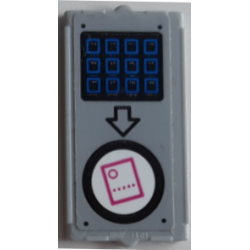 Glass for Window 1 x 2 x 3 with Blue Buttons, Black Arrow, and Dark Pink Ticket on White Circle Pattern (Sticker) - Set 70640