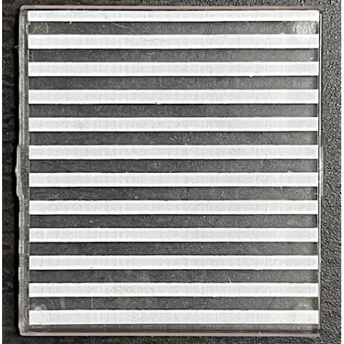 Деталь LEGO 4448pb09 Glass for Window 4 x 4 x 3 Roof with 12 White Stripes Pattern (Sticker) - Set 6380