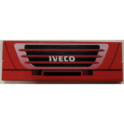 Деталь LEGO BA135pb01 Stickered Assembly 6 x 2 with White 'IVECO', Black and White Grille Pattern (Sticker) - Set 8654 - 2 Tile 1 x 6