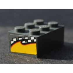 Brick 2 x 3 with Checkered Flag and Flame Pattern on Both Ends (Stickers)