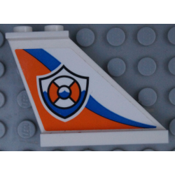 Tail 4 x 1 x 3 with Coast Guard Logo on Orange and Blue Curved Stripes Pattern Model Right Side (Sticker) - Sets 60164 / 60168