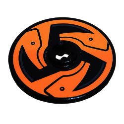 Technic, Disk 3 x 3 with Black Blades and Circles on Orange Background Pattern (Sticker) - Set 70672