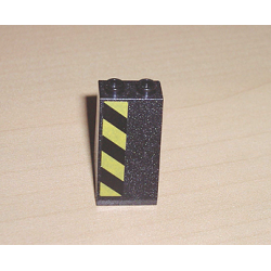 Slope 75 2 x 2 x 3 - Hollow Studs with Black and Yellow Danger Stripes Pattern Model Left Side (Sticker) - Set 7702