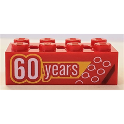 Technic, Brick 2 x 4 with 3 Axle Holes with '60 years' Pattern Technic, Brick 2 x 4 with 3 Axle Holes with '60 years' Pattern