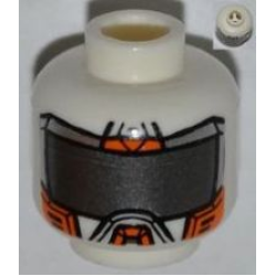 Minifigure, Head Alien with Orange Mask with Dark Gray Visor Pattern