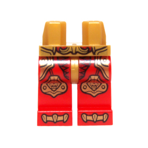 Деталь LEGO 970c05pb12 Hips and Red Legs with Gold Belt, Armor with Scales, Lion Knee Pads, and Claws Pattern