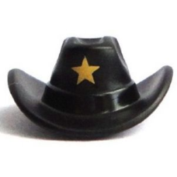 Minifigure, Headgear Hat, Cowboy with Gold Star Pattern Minifigure, Headgear Hat, Cowboy with Gold Star Pattern