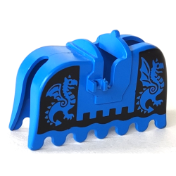 Horse Barding, Ruffled Edge with Dragons on Black Background Pattern