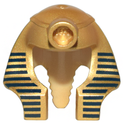 Minifigure, Headgear Headdress Mummy with Dark Blue Stripes on Metallic Gold Surface Pattern Minifigure, Headgear Headdress Mummy with Dark Blue Stripes on Metallic Gold Surface Pattern
