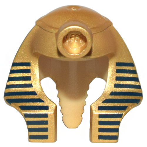 Деталь LEGO x177pb01 Minifigure, Headgear Headdress Mummy with Dark Blue Stripes on Metallic Gold Surface Pattern