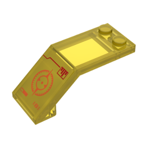 Деталь LEGO 6070pb009 Windscreen 5 x 2 x 1 2/3 with Red Crosshairs Pattern (Sticker) - Set 70816