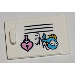 Container, Cupboard 2 x 3 x 2 Door with Bright Pink Heart Lock and Medium Azure Fish Pattern (Sticker) - Set 41374 Container, Cupboard 2 x 3 x 2 Door with Bright Pink Heart Lock and Medium Azure Fish Pattern (Sticker) - Set 41374