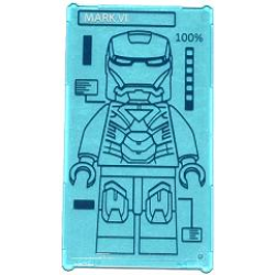Glass for Window 1 x 4 x 6 with 'MARK VI', '100%', and Iron Man Suit on Screen Pattern (Sticker) - Set 76007