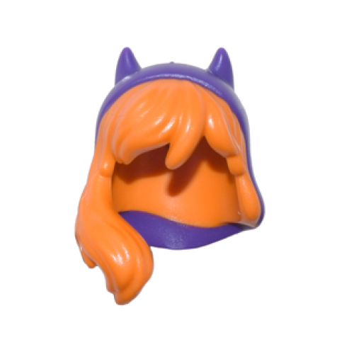 Деталь LEGO 29356pb01 Mini Doll, Hair Combo, Dark Purple Hood with Pointed Ears and Long Wavy Hair Falling over Shoulder with Bangs Pattern