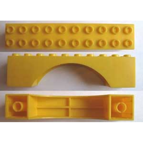 Деталь LEGO archmiB Minitalia Arch 2 x 10 x 2 with Bottom Tubes - Yellow