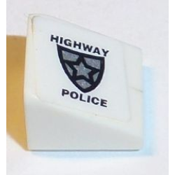 Slope 30 1 x 1 x 2/3 with Police Badge and 'HIGHWAY POLICE' Pattern Model Left Side (Sticker) - Set 8152