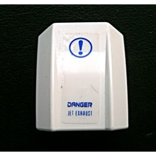 Деталь LEGO 30602pb051 Slope, Curved 2 x 2 Lip with 'DANGER JET EXHAUST' and Exclamation Mark Pattern (Stickers) - Set 7705