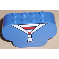 Slope, Curved 6 x 2 x 3 Triple with 8 Studs with Red and White Stripes and Scarf Pattern Slope, Curved 6 x 2 x 3 Triple with 8 Studs with Red and White Stripes and Scarf Pattern