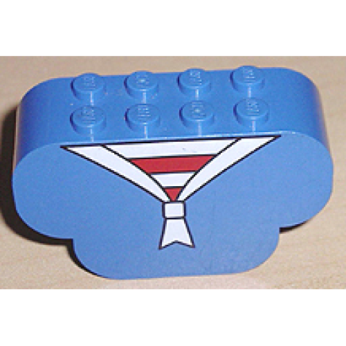 Деталь LEGO 30075pb03 Slope, Curved 6 x 2 x 3 Triple with 8 Studs with Red and White Stripes and Scarf Pattern