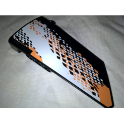 Technic, Panel Fairing #17 Large Smooth, Side A with White and Orange Rhombuses Pattern (Sticker) - Set 9398 Technic, Panel Fairing #17 Large Smooth, Side A with White and Orange Rhombuses Pattern (Sticker) - Set 9398