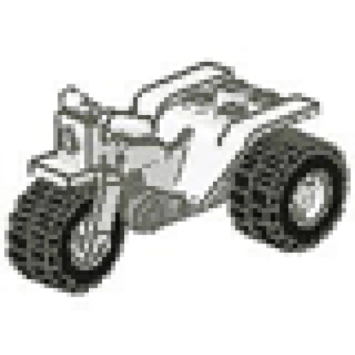 Деталь LEGO 30187c01b Tricycle with Dark Gray Chassis and White Wheels - Notched Holes on Rear Wheels