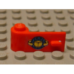 Door 1 x 3 x 1 Left with Box and Arrows and Globe Pattern (Sticker) - Sets 6542 / 4555 - Red