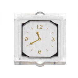 Glass for Window 1 x 2 x 2 Flat Front with Clock with Gold Hands and Numbers Pattern (Sticker) - Set 4840 Glass for Window 1 x 2 x 2 Flat Front with Clock with Gold Hands and Numbers Pattern (Sticker) - Set 4840