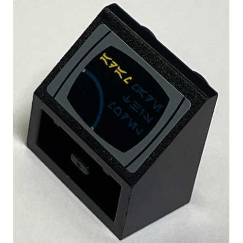 Деталь LEGO 3660pb031 Slope, Inverted 45 2 x 2 with Flat Bottom Pin with Aurebesh Characters 'ADAM' Pattern (Sticker) - Set 10212