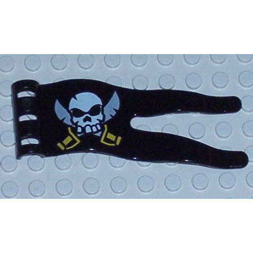 Деталь LEGO 51725pb04 Duplo Flag Wavy 2 x 5 with Skull and Crossed Swords Pattern
