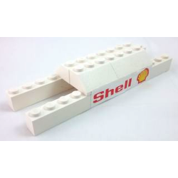 Stickered Assembly 14 x 4 x 2 with Red 'Shell' and Shell Logo Pattern on Both Sides (Stickers) - Set 6695 - 1 Brick 2 x 4, 4 Brick 1 x 6, 2 Slope 45 2 x 3, 2 Slope 45 2 x 4