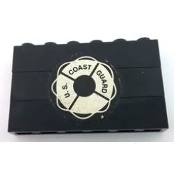 Stickered Assembly 6 x 1 x 3 with Life Preserver with 'U.S. COAST GUARD' Pattern (Sticker) - Set 575-1 - 3 Brick 1 x 6 Stickered Assembly 6 x 1 x 3 with Life Preserver with 'U.S. COAST GUARD' Pattern (Sticker) - Set 575-1 - 3 Brick 1 x 6