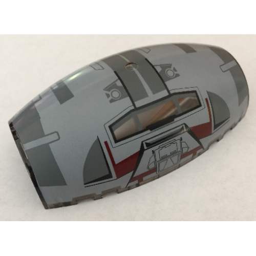 Деталь LEGO 10312pb04 Windscreen 10 x 6 x 3 Bubble Canopy Double Tapered with Square Front Cutout with SW Rebel Combat Frigate Pattern