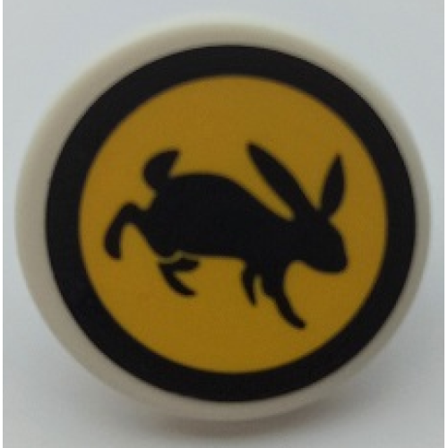 Деталь LEGO 30261pb051 Road Sign 2 x 2 Round with Clip with Black Rabbit and Circle on Yellow Background Pattern (Sticker) - Set 41352