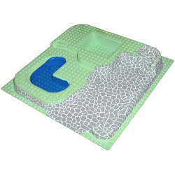 Baseplate, Raised 32 x 32 Three Level with Stone Ramp and Blue Pool Pattern Baseplate, Raised 32 x 32 Three Level with Stone Ramp and Blue Pool Pattern