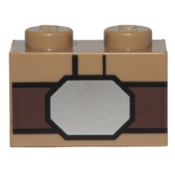 Brick 1 x 2 with Dark Brown Belt and Silver Buckle Pattern (BrickHeadz Luke Skywalker Abdomen) Brick 1 x 2 with Dark Brown Belt and Silver Buckle Pattern (BrickHeadz Luke Skywalker Abdomen)